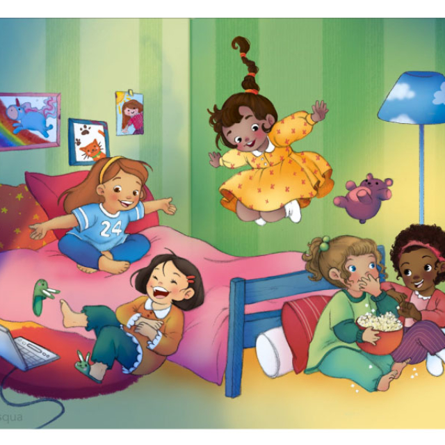 <img src="My-first-Sleepover.jpg" alt="illustration of a girl's room and five children doing a sleepover">